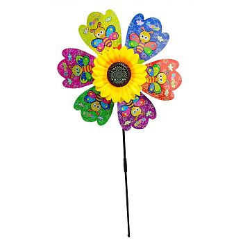 Дитячий вітрячок "Метелики" МR 1225-5 квітка діаметром 28 см, паличка 48 см