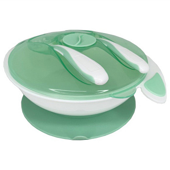 Тарілка на присосці з ложкою та виделкою MGZ-0109(Mint) 350 мл