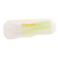 Дитяча набір для годування 6105_зелений (виделочка та ложечка) в футлярі                                                