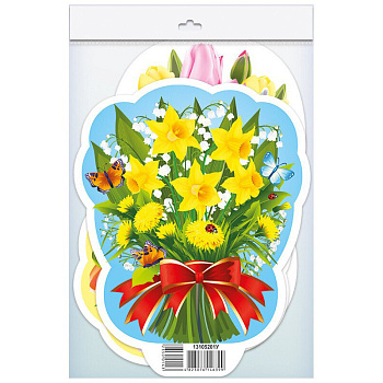 Набір весняного декору "Квіти" 10105226, 3 штуки в комплекті, картон