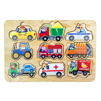 Дерев'яний пазл-вкладиш "Транспорт" Ubumblebees (ПСД130) PSD130, 9 елементів