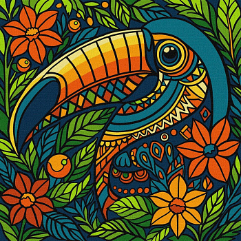 Картина за номерами "Вітраж. Тукан" ©art_selena_ua KHO5163, 30х30 см 