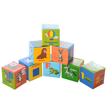 Дитячий набір кубиків для купання M 5466 RU слова, абетка, цифри, 8 штук