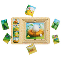 Дерев'яна настільна гра "Етапи розвитку курочки" Ubumblebees (ПСФ018) PSF018 сортер-пазл   