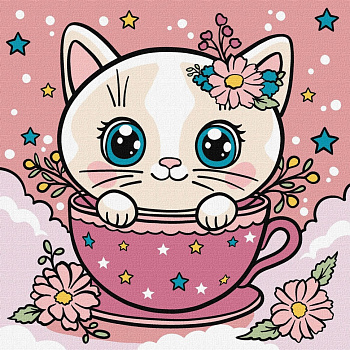 Картина за номерами "Квіткова чашка" ©art_selena_ua KHO6279, 25х25cм 