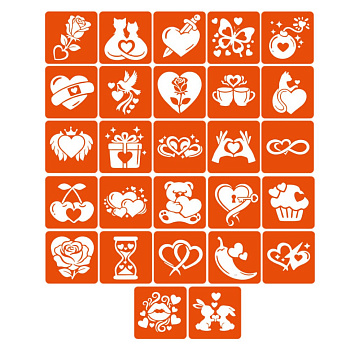 Набір трафаретів для біо-тату "Love Story" love-story_5x5_27_1, 27 трафаретів