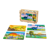 Дерев’яний дитячий пазл 4в1 "Динозаври" Puz-74598, 80 елементів