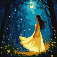 Картина за номерами "Дівчина серед світлячків" ©art_selena_ua KHO8576, 30х30 см