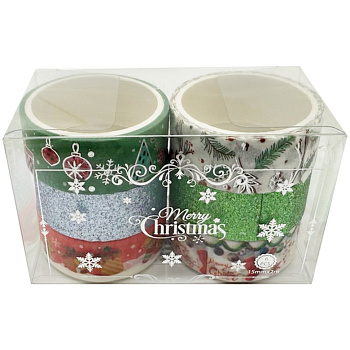 Набір декоративний скотч "Merry Christmas" XM-JD2273-4, 1,5 см x 2 м 