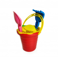 Пісочний набір Середній S0005 Відро, пасочки, лопатка, граблі