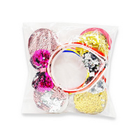 Набір обідків для волосся "Міккі" 0106-264 вушка в паєтках, 6 штук