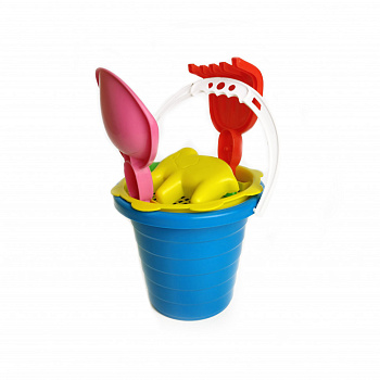 Пісочний набір Середній S0005 Відро, пасочки, лопатка, граблі