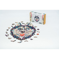 Фігурний дерев'яний пазл A3 "Сніжний хаскі" PuzA3-00902, 123 елемента