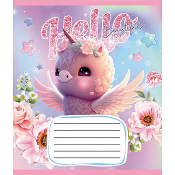 Зошит учнівський "Єдинороги" 012-510065C-2 в косу лінію, 12 аркушів 