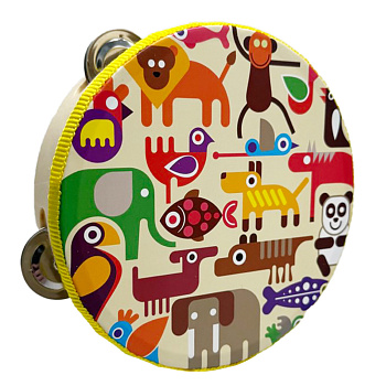 Дерев'яна іграшка Бубен "Тварини Африки" MD 0367-51 діаметр 15 см