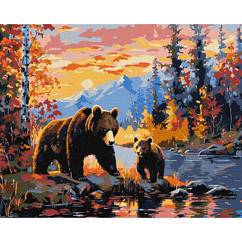 Картина за номерами "Ведмежа сім'я" KHO6650, 40х50 см
