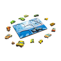 Дерев'яний пазл-вкладиш "Розумний світ: Міський транспорт" Puz-88747 А5, 18 елементів