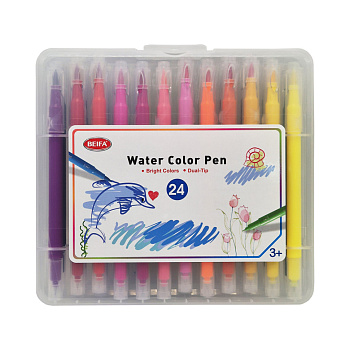 Набір двосторонніх фломастерів SY102-V901, 24 шт, пензель+лінер