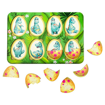 Дерев'яний пазл-вкладиш "Емоції Динозавриків" Ubumblebees (ПСД041) PSD041, 8 яєць 