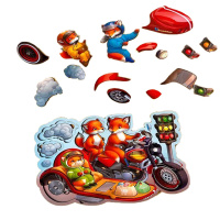 Пазли вкладиші "Лисята на мотоциклі" (ПСД211) PSD211 багатошарові