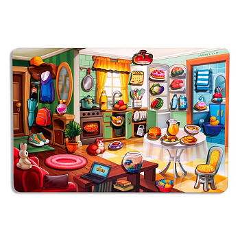 Дерев'яний пазл-вкладиш "Наведи лад в кімнаті та нагодуй Ваню" (ПСД271) PSD271