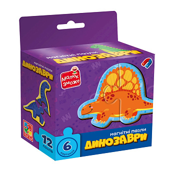 Дитячі магнітні пазли "Динозаври" VT1733-01, 6 картинок
