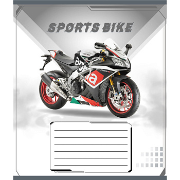 Зошит учнівський "Спортбайк" 012-500196K-1 в клітинку, 12 аркушів