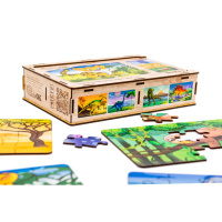 Дерев’яний дитячий пазл 4в1 "Дикі звірі" Puz-58714, 80 елементів