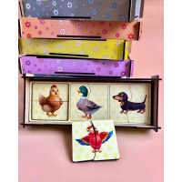 Настільна розвиваюча гра-пазл "Тварини" Ubumblebees (ПСФ071) PSF071, 12 картинок-половинок