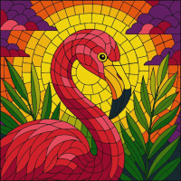 Картина за номерами "Вітраж. Фламінго" ©art_selena_ua KHO5165, 30х30 см