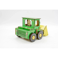 Дитячий дерев'яний 3D конструктор "Бульдозер" Puz-26918, 91 деталь