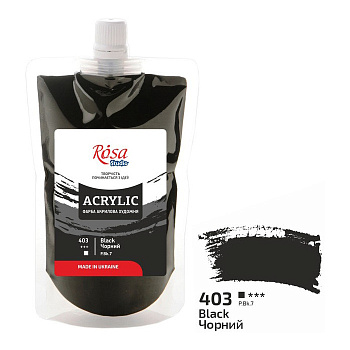 Фарба акрилова художня еластична "Чорна" 403, 200 мл