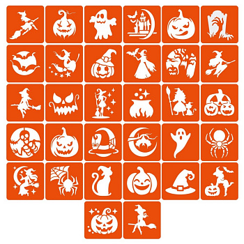 Набір трафаретів для біо-тату "Хелловін №3" hallowween-3-32, 32 трафарети 6х6 см