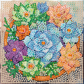 Алмазна мозаїка "Квіти" Brushme DM5004 з мольбертом 15х15 см