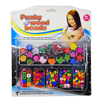 Набір бісеру TX1134A, дерев'яні намистини, гумка