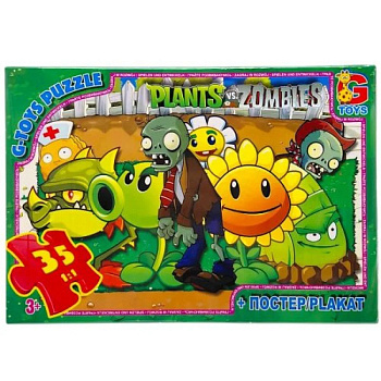 Дитячий пазл "Рослини проти Зомбі" PVZ02 постер, 35 елементів