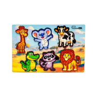 Дерев'яний пазл-вкладиш "Розумний світ: Дикі тварини" Puz-88750 А5, 18 елементів