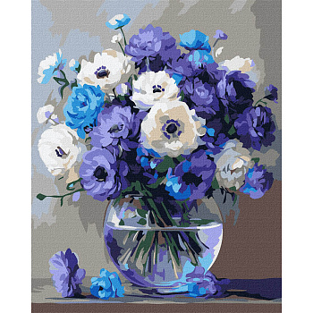 Картина за номерами "Букет блакитних квітів" Ідейка KHO3327, 40x50 см