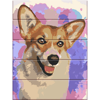 Картина за номерами по дереву "Красуня коргі" ASW238 30х40 см 