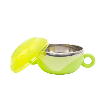 Тарілка глибока з кришкою та ручками 6092 з нержавіючої сталі 