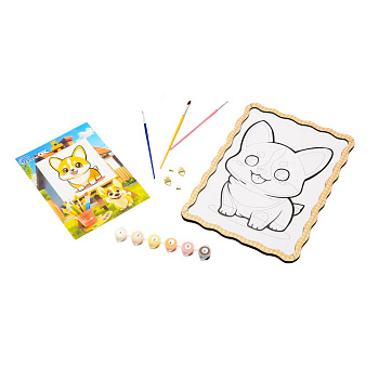 Картина по номерах "Коргі" Puz-22941 формат А4 пензлик, фарби, кріплення для стіни