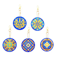 Набір брелків алмазна викладка Українські орнаменти BR39, 5 штук