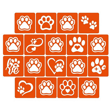 Набір трафаретів для біо-тату "Таба лапки" taba_lapki_5x5_18_1