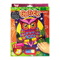 Розмальовка глітерними блискітками за номерами "Сова" РГН-02-03 міні 20,5х26 см