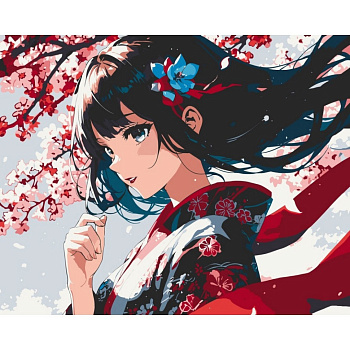 Картина за номерами "Дівчина з сакурою" 16107-AC 40x50 см 