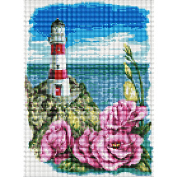 УЦІНКА! Алмазна мозаїка "Маяк з еустомами" ©Анна Кулик AMO7611-UC 30х40 см