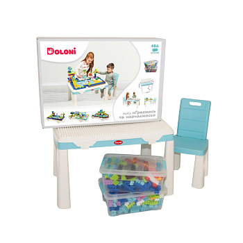 Дитячий набір "Граємось та навчаємось" 04660/7 в наборі стіл, стілець, конструктор