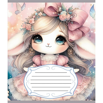 Зошит учнівський "Зайка" 012-590522C-2 в косу лінію, 12 аркушів