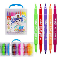 Набір двосторонніх фломастерів 249-24(Blue) у пластиковому боксі, 24 кольори