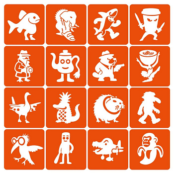 Набір трафаретів для біотату "Італійський брейнрот №2" Italian-brainrot_6x6_16_2